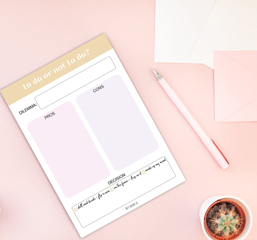 Discusion Note Pad A6 Decision Maker Notepad Dilemma Pros Cons List | BYANIKA